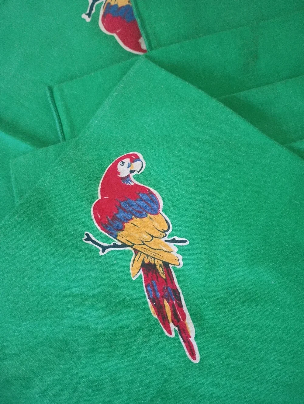8 Vintage Green Parrot Print Fabric Party Napkins